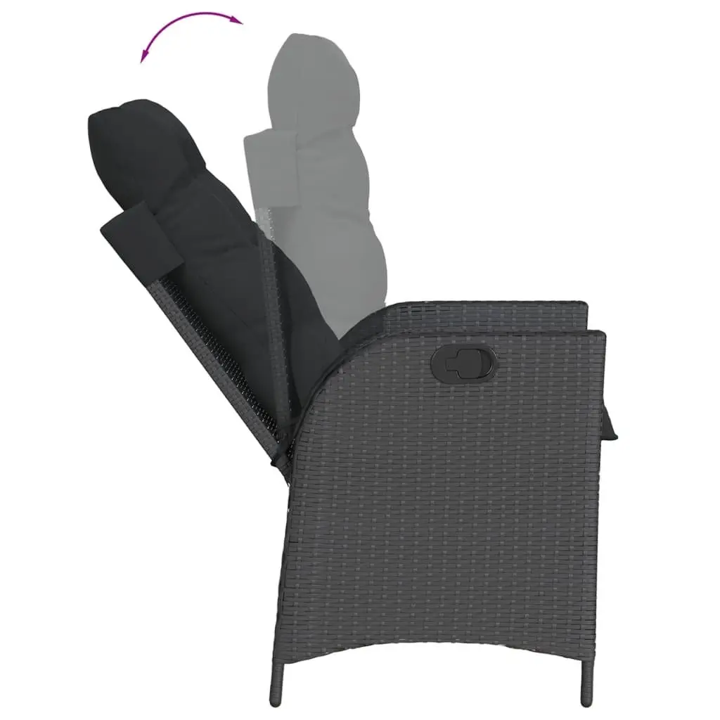 5 Piece Black Poly Rattan Garden Dining Set