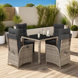 Comfortable 5 Piece Garden Dining Set with Grey Cushions