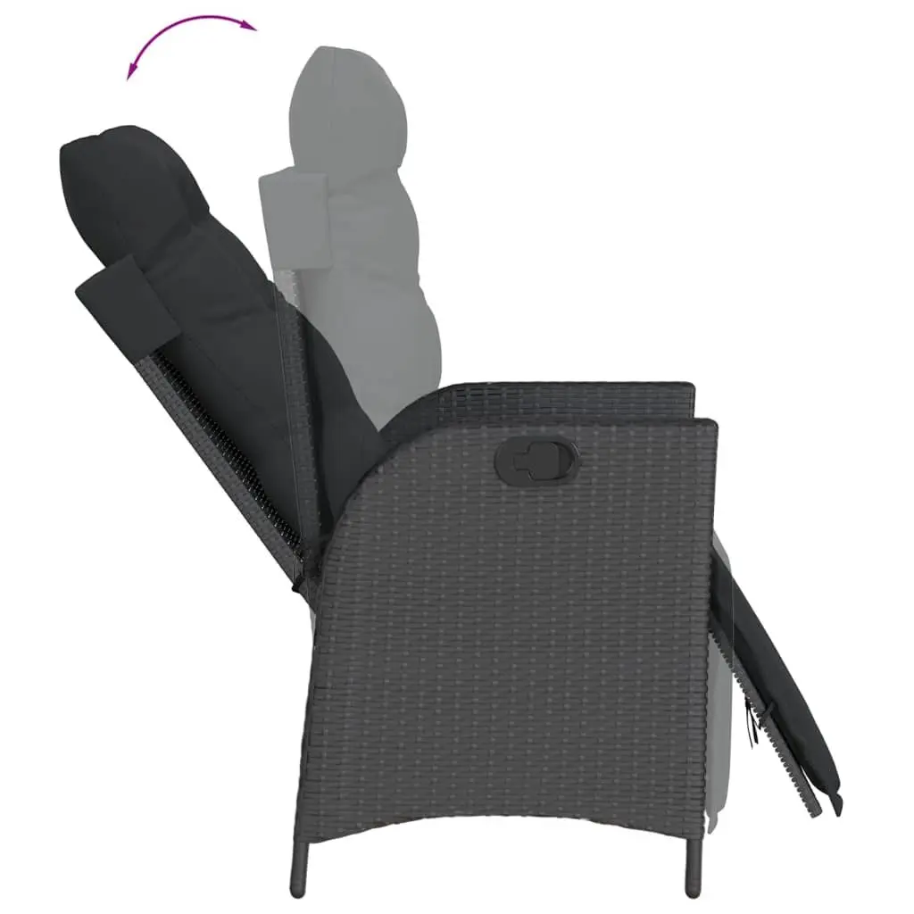 Outdoor Garden Dining Set 7 Piece Black Rattan Table and Chair with Cushions
