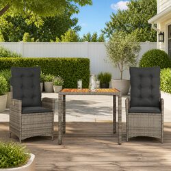 Comfortable Grey Garden Dining Set with Cushions