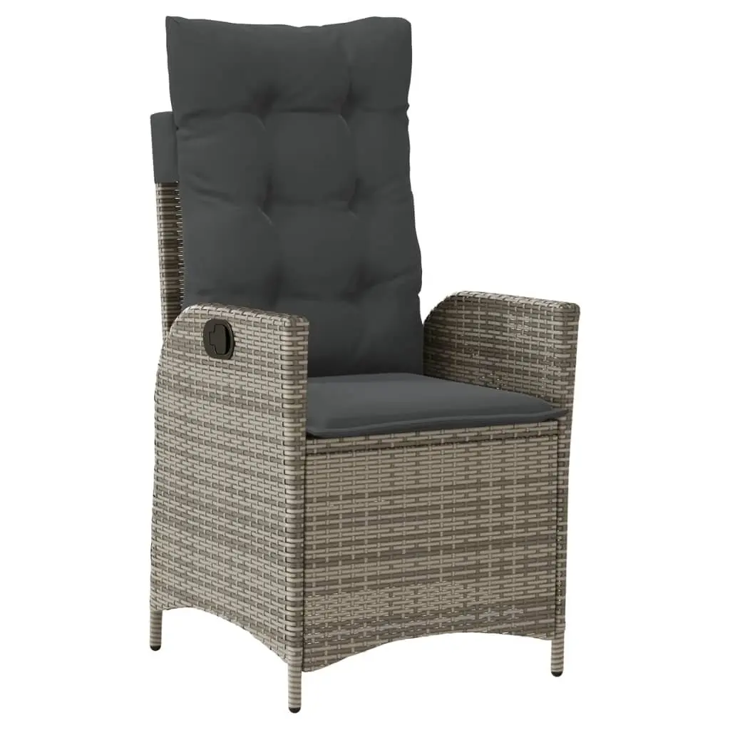 5 Piece Grey Rattan Patio Dining Set with Cushions for Outdoor Use