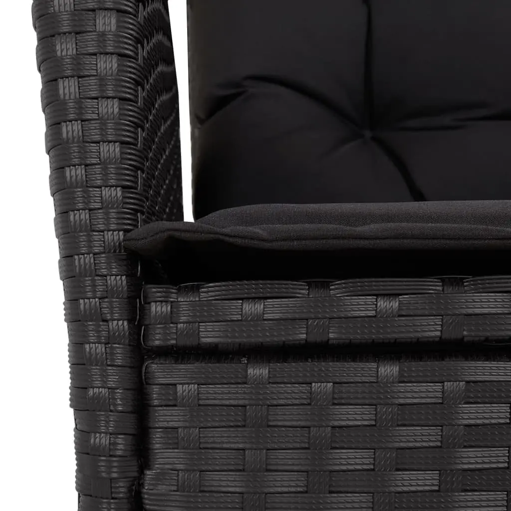 7 Piece Garden Dining Set Outdoor Furniture Cushioned Black Poly Rattan