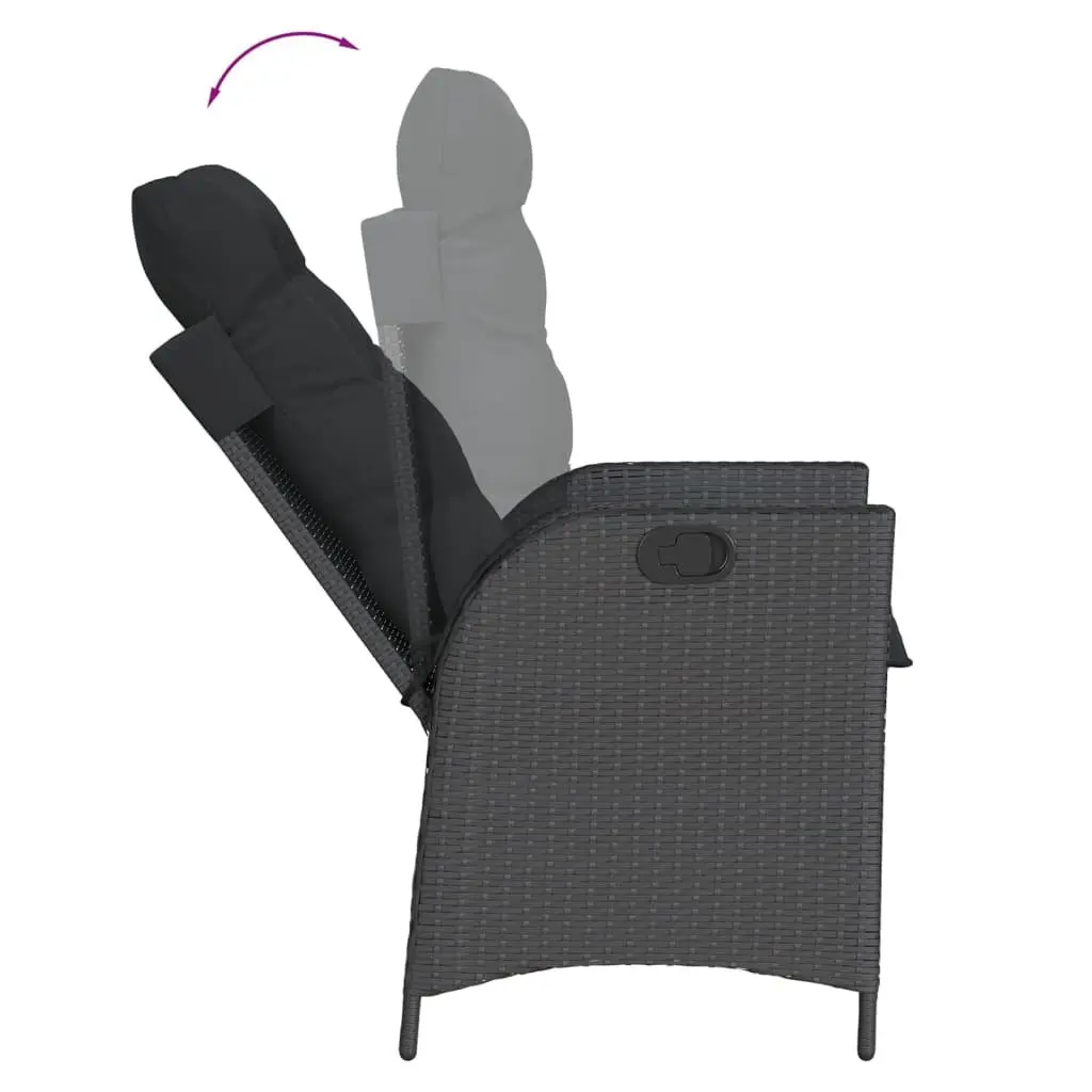 Garden Dining Set 9 Piece Black Poly Rattan Outdoor Patio Furniture with