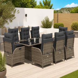 Reliable 9 Piece Grey Rattan Dining Set for Outdoors