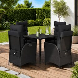 Affordable 5 Piece Black Outdoor Dining Set with Comfort