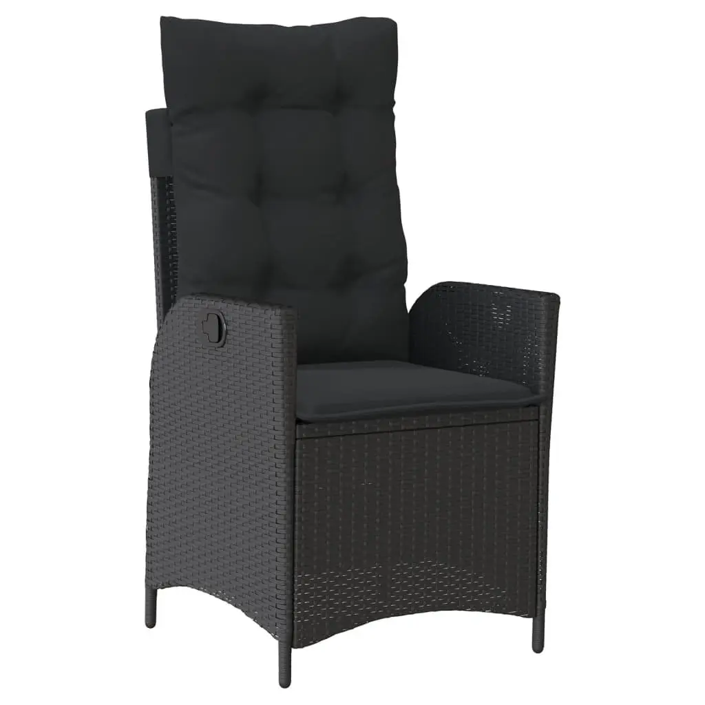 Garden Dining Set 5 Piece Outdoor Furniture Black Poly Rattan Cushions