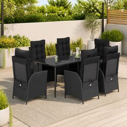 Comfortable 7-Piece Black Outdoor Dining Set