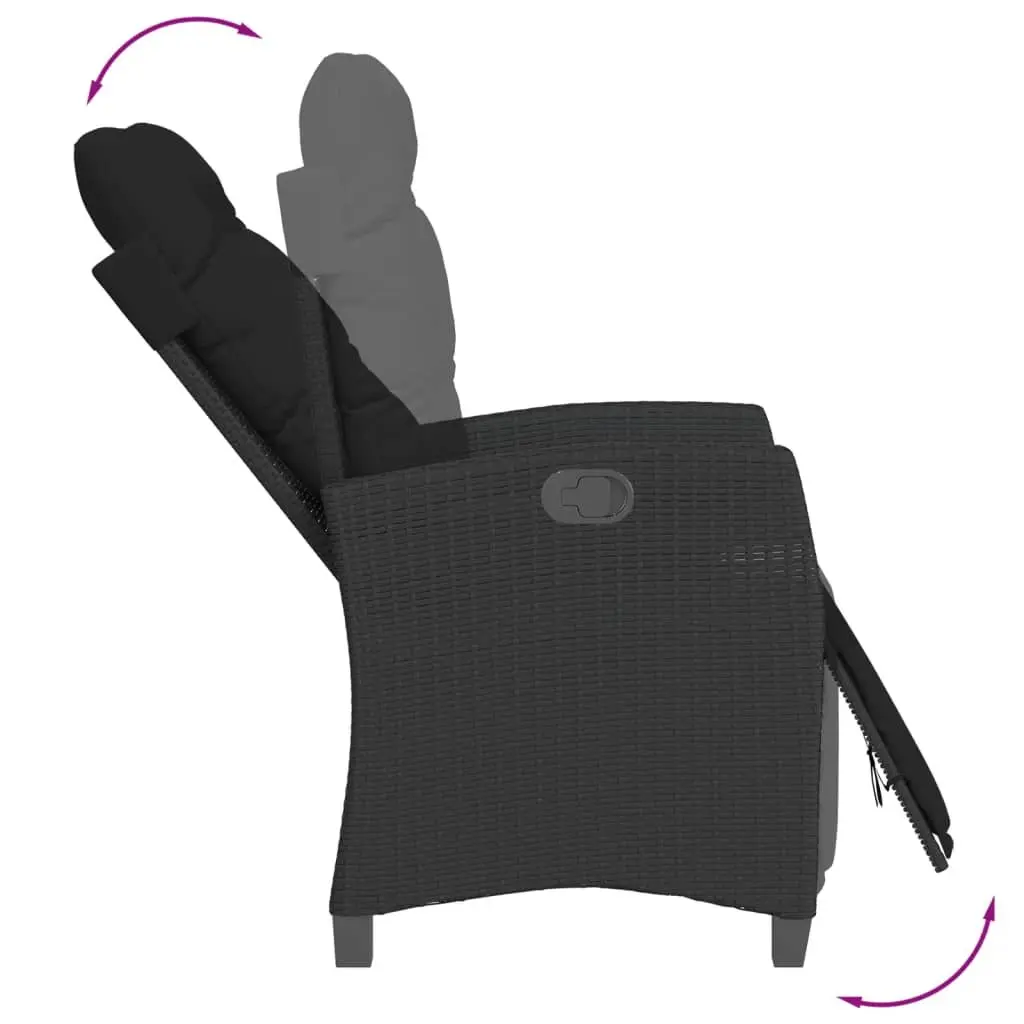 5 Piece Garden Dining Set Outdoor Furniture Cushions Black Poly Rattan