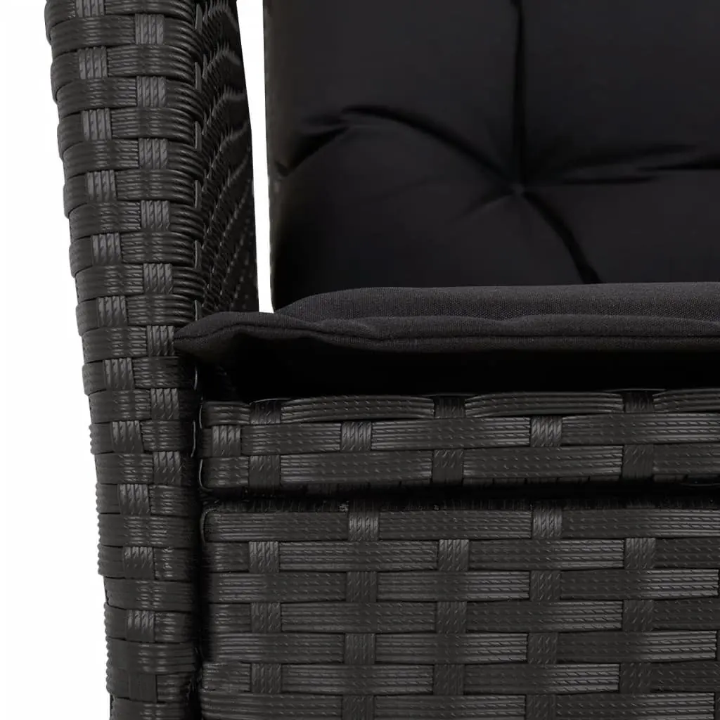 5 Piece Outdoor Dining Set Black PE Rattan Garden Furniture with Cushions