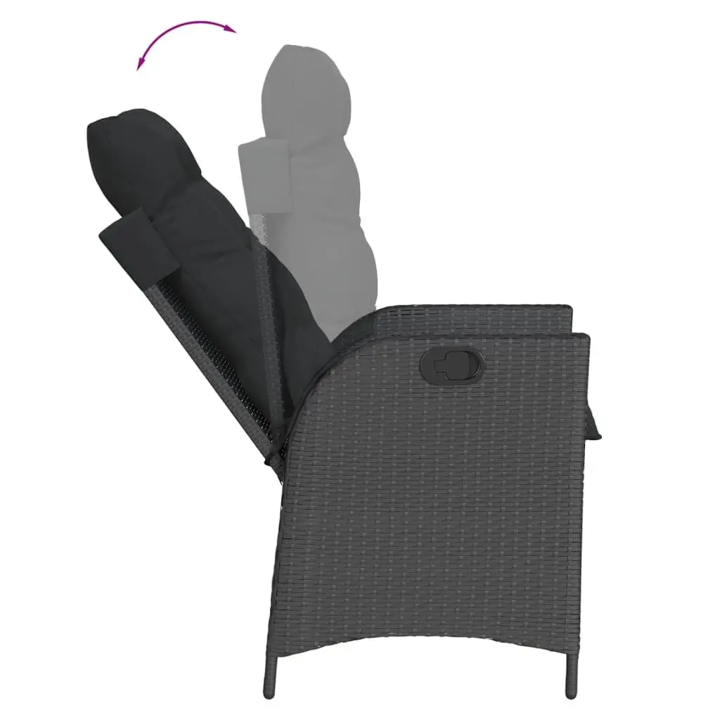 7 Piece Outdoor Garden Dining Set Black PE Rattan Chair Table