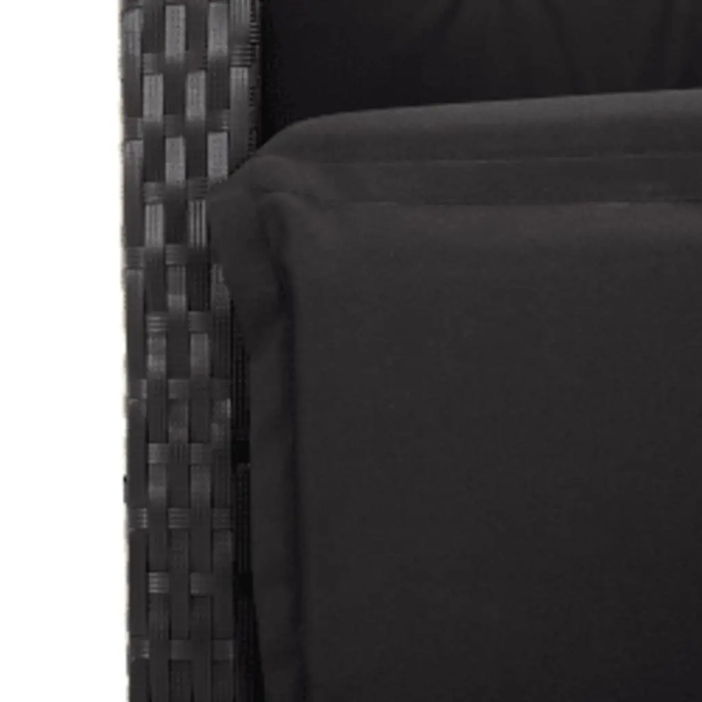 7 Piece Outdoor Dining Set Garden Patio Furniture Cushions Black Poly Rattan