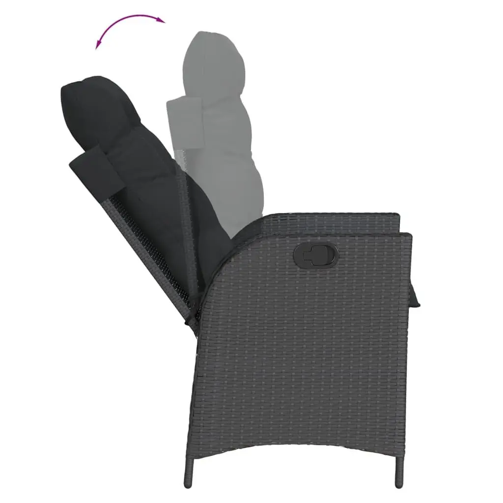 7 Piece Outdoor Dining Set Garden Patio Furniture Cushions Black Poly Rattan