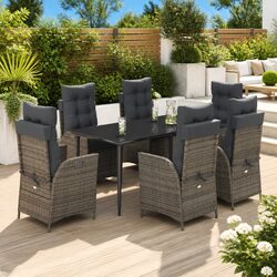 Comfortable 7 Piece Garden Dining Set for Outdoor Use