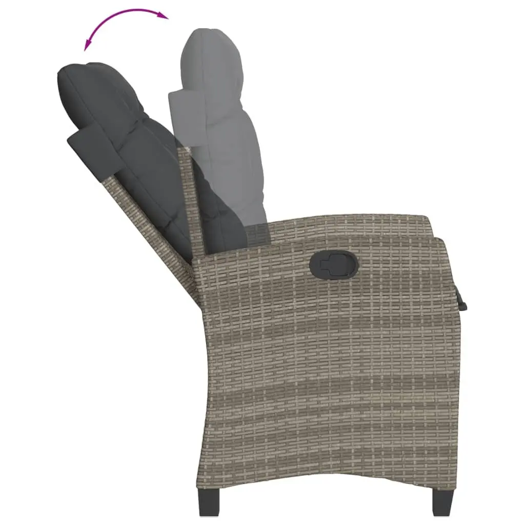 Garden Dining Set 3 Piece Outdoor Furniture Grey Poly Rattan with Cushions