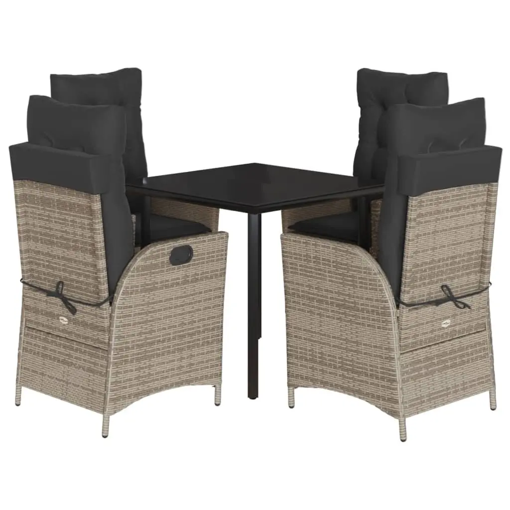 Garden Dining Set 5 Piece Outdoor Furniture Grey PE Rattan Cushions
