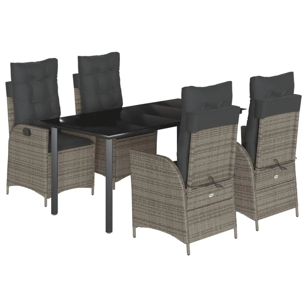 Grey Rattan Garden Dining Set 5 Pieces