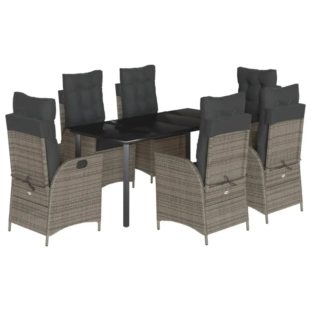7 Piece Garden Dining Set Outdoor Patio Furniture Grey Poly Rattan