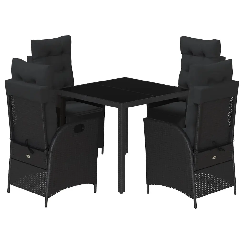 Garden Dining Set Outdoor Patio Furniture 5 Piece Black Poly Rattan Chair Table
