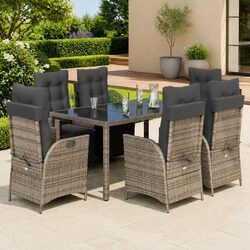 Comfortable 7 Piece Grey Dining Set for Outdoor Use