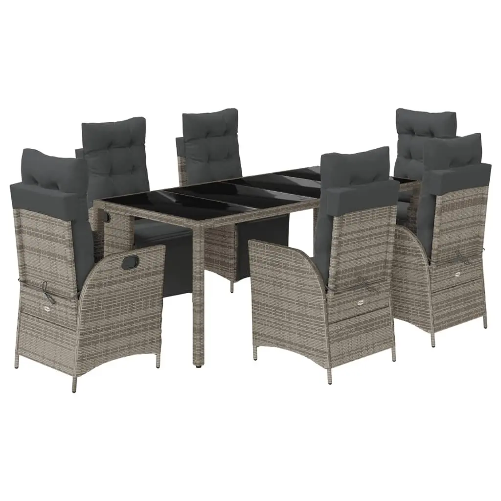 Garden Dining Set Outdoor Furniture 7 Piece Grey Poly Rattan