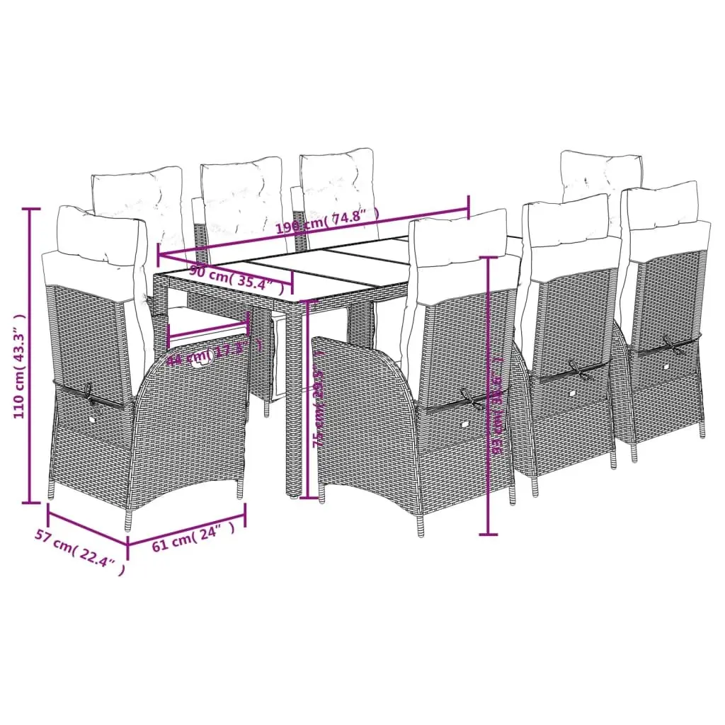 9 Piece Garden Dining Set