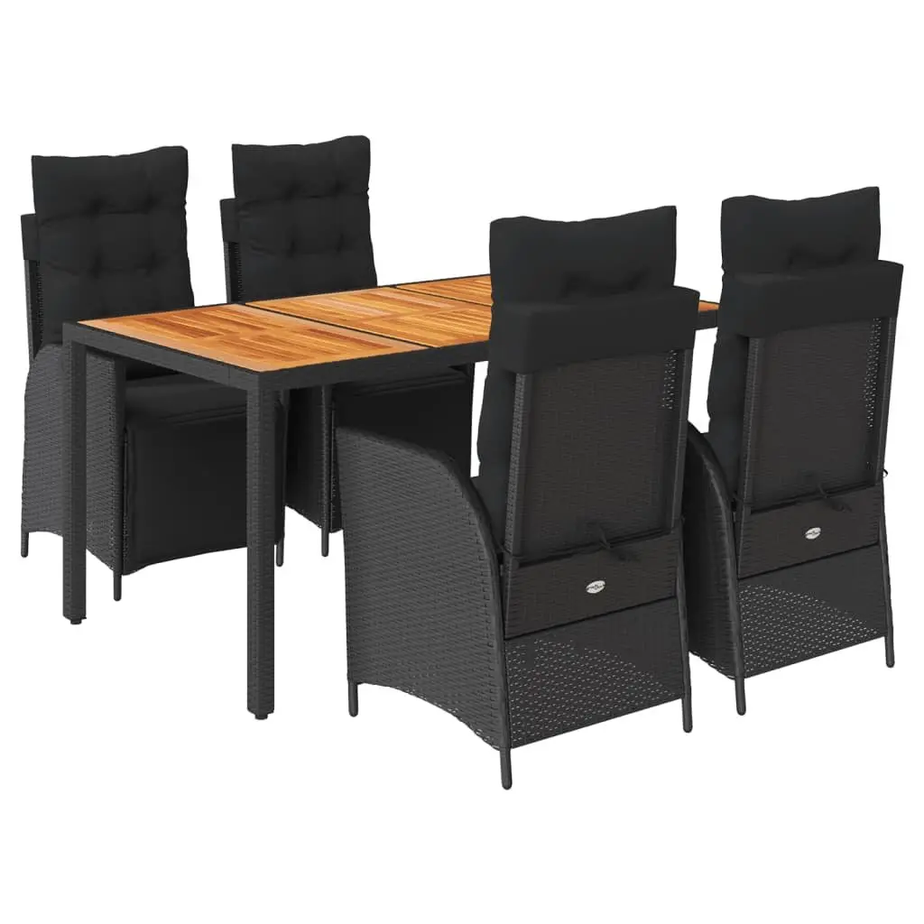 Outdoor Dining Set 5 Piece Garden Furniture Black PE Rattan Table Chairs