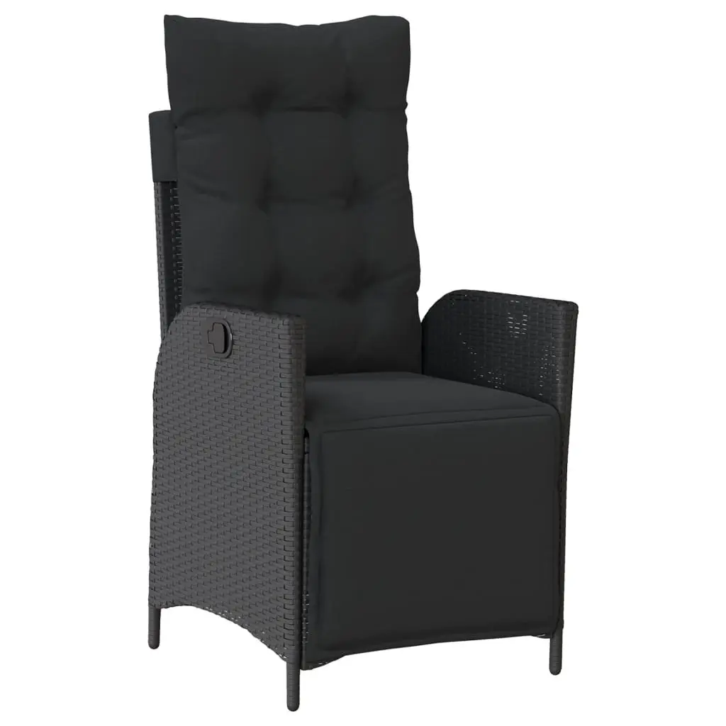 Outdoor Garden Dining Set 3 Piece Black Poly Rattan Furniture