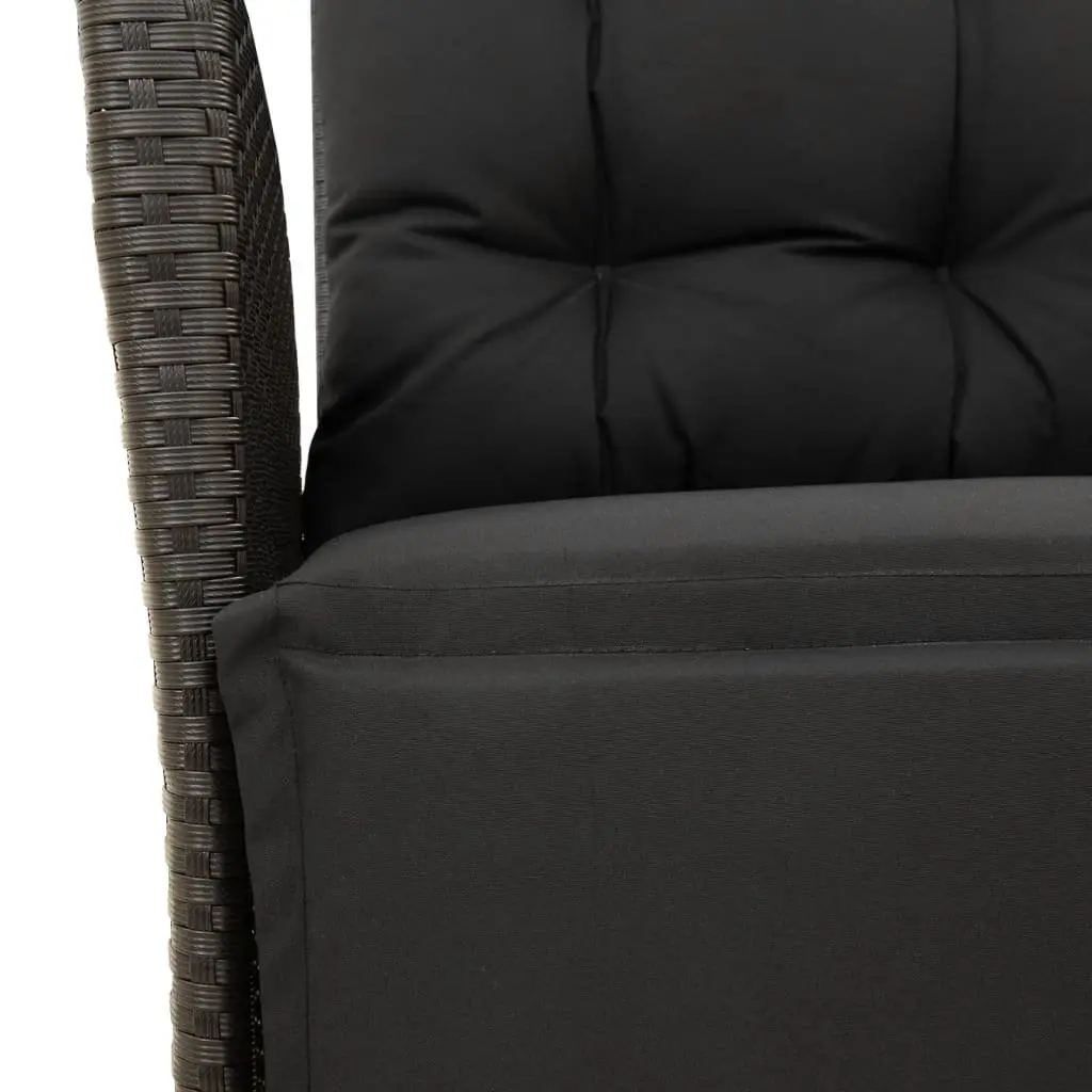 Outdoor Garden Dining Set 3 Piece Black Poly Rattan Furniture