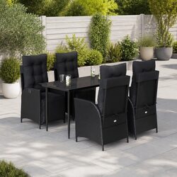 Comfort-Driven Outdoor Dining Set: 5-Piece Black Rattan