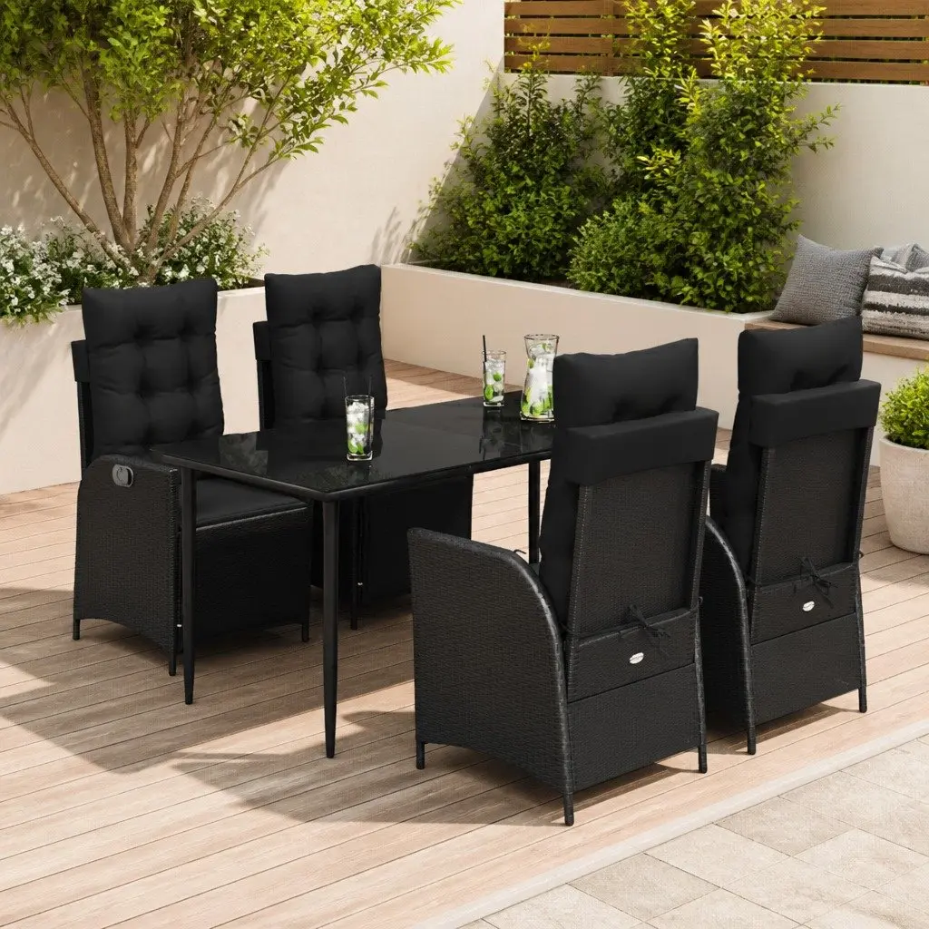 5 Piece Black Outdoor Dining Set
