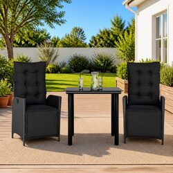 Comfortable 3-Piece Outdoor Dining Set in Black