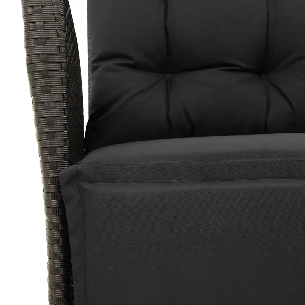 Outdoor Garden Dining Set 3 Piece Black Poly Rattan Cushions