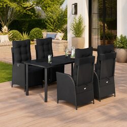 Reliable 5 Piece Garden Dining Set with Cushions in Black