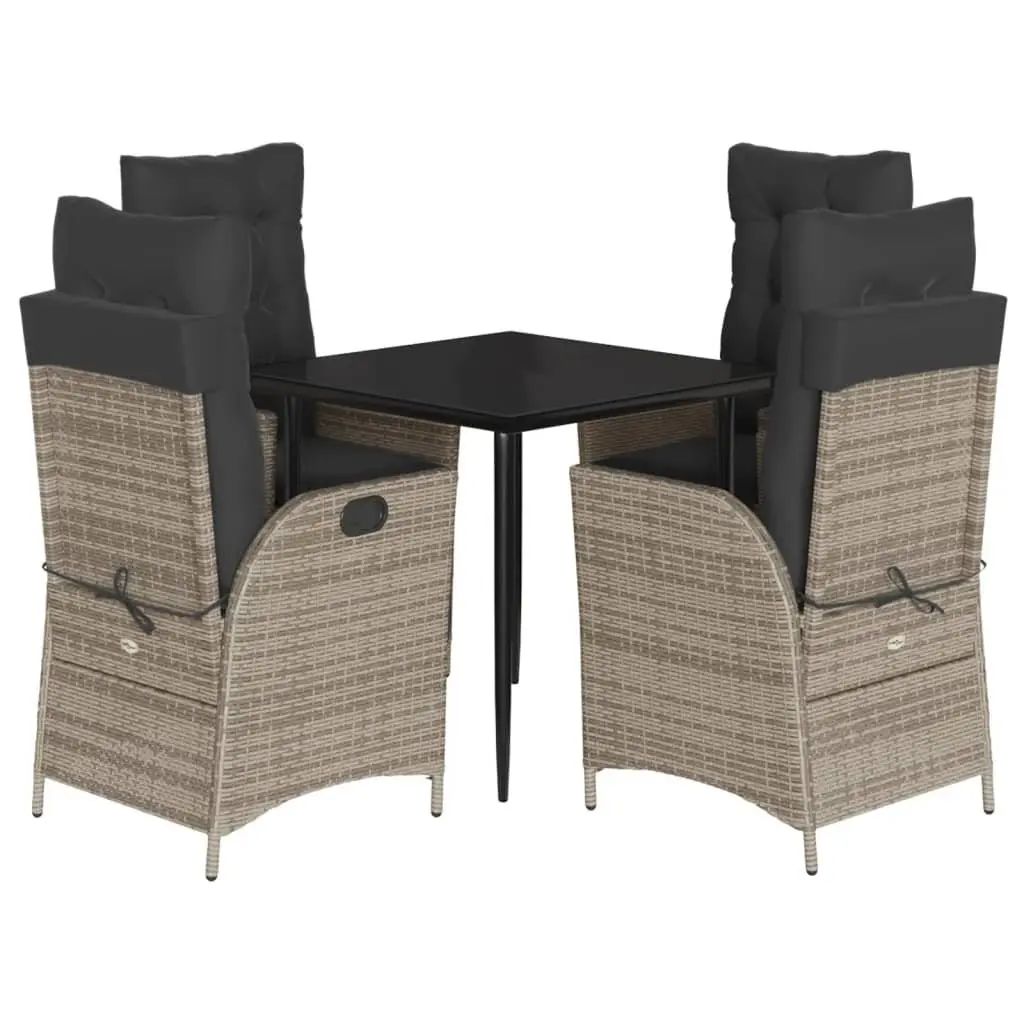 Garden Dining Set 5 Piece Outdoor Furniture PE Rattan Chair Table Cushions Grey