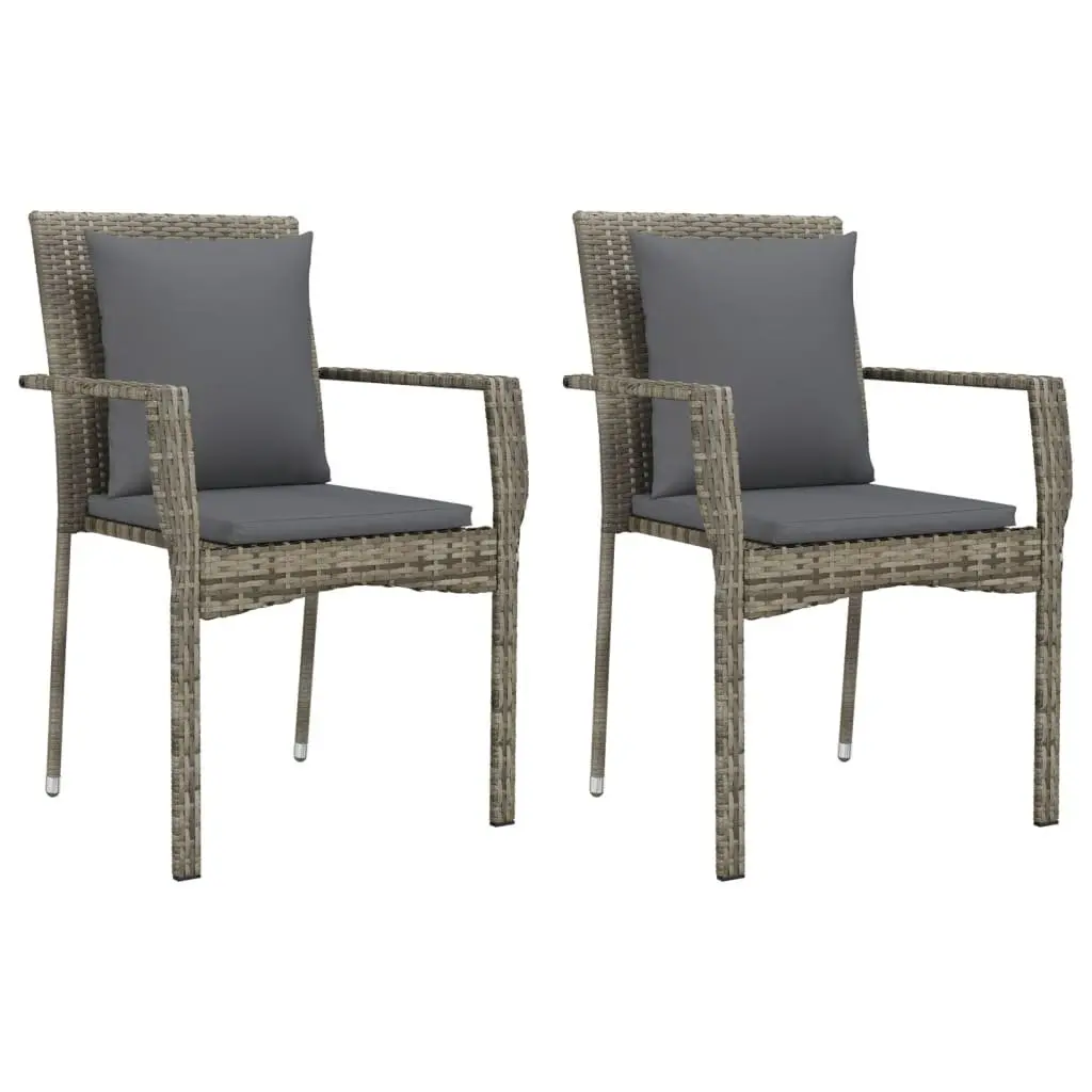 Outdoor Furniture Dining Set 9 Piece Table with Cushions Grey Rattan Chairs