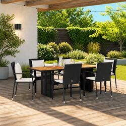7 Piece Black Garden Dining Set with Comfort and Durability