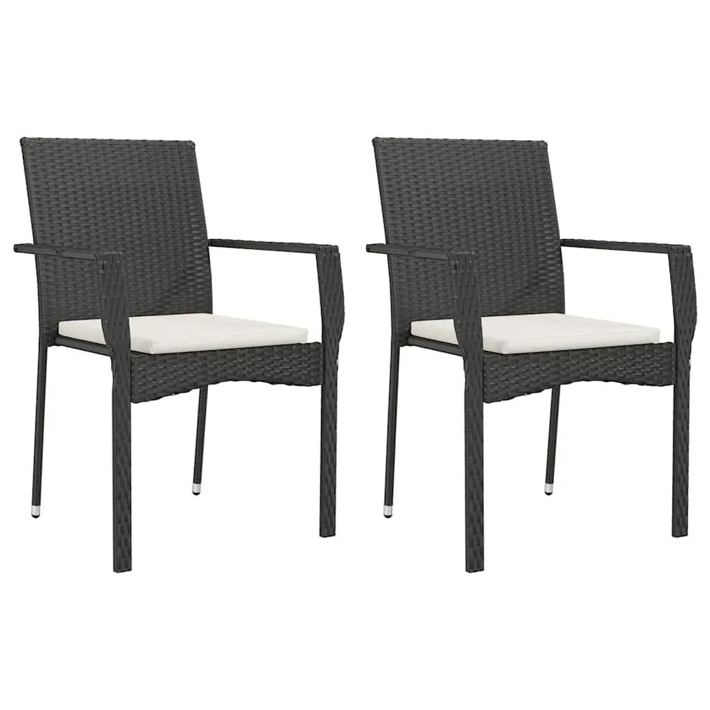Outdoor Dining Set 7 Piece Garden Furniture with Cushions Black Patio Table