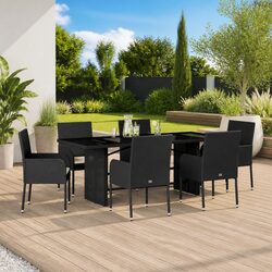 Comfortable 7 Piece Black Garden Dining Set