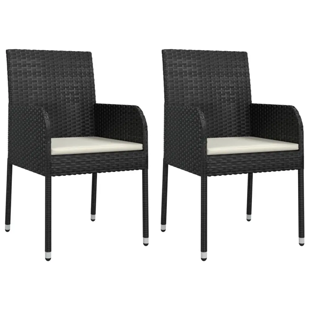 Outdoor Dining Set 7 Piece Garden Furniture Black Poly Rattan Table Chairs