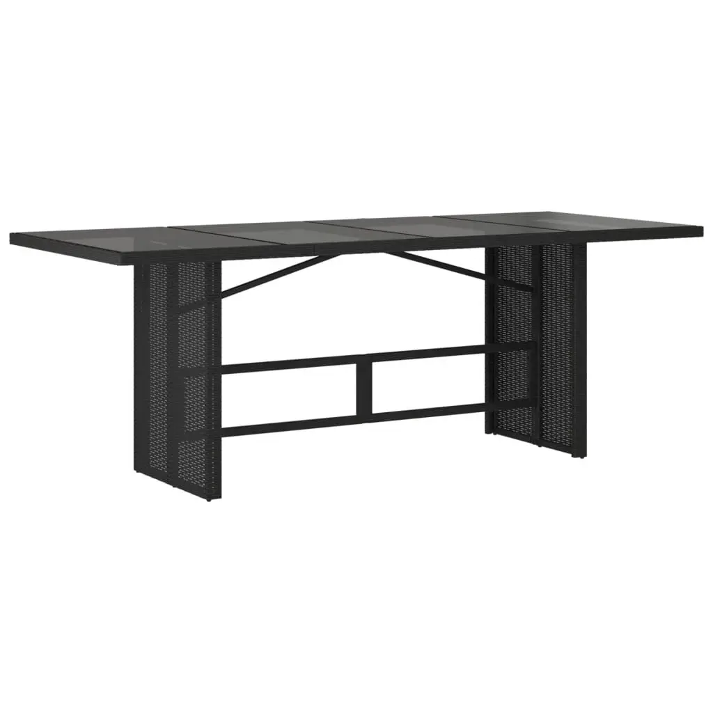 Outdoor Dining Set 7 Piece Garden Furniture Black Poly Rattan Table Chairs