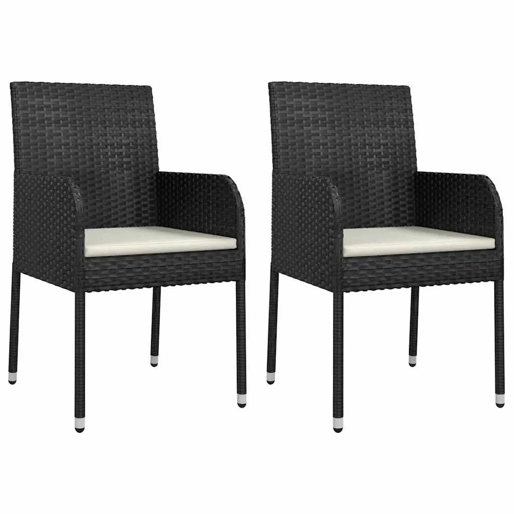 Outdoor Dining Set 9 Piece Garden Furniture Cushions Black Poly Rattan