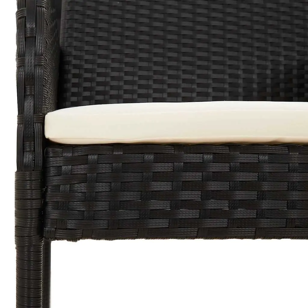 Outdoor Dining Set 9 Piece Garden Furniture Cushions Black Poly Rattan