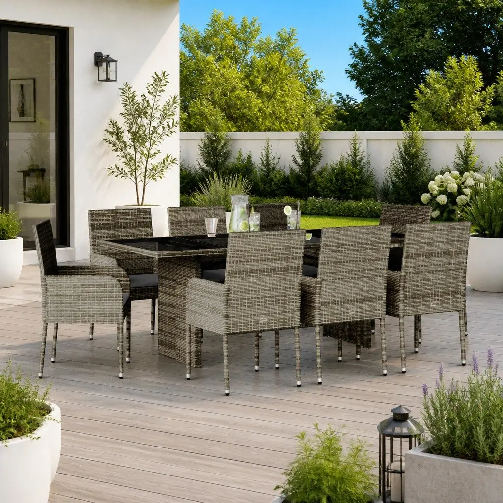 9 Piece Grey Outdoor Dining Set