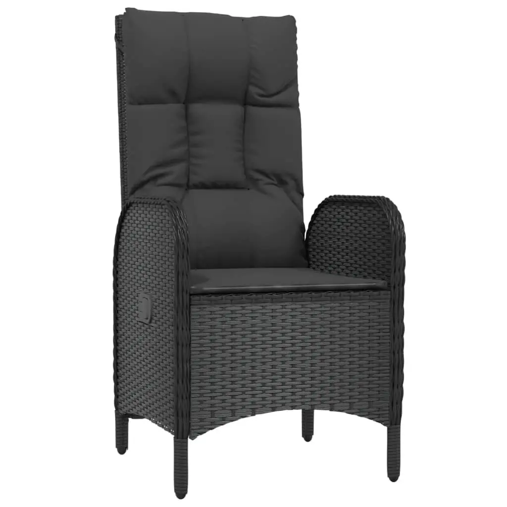 Outdoor Dining Set 9 Piece Garden Furniture Adjustable Chairs Black PE Rattan