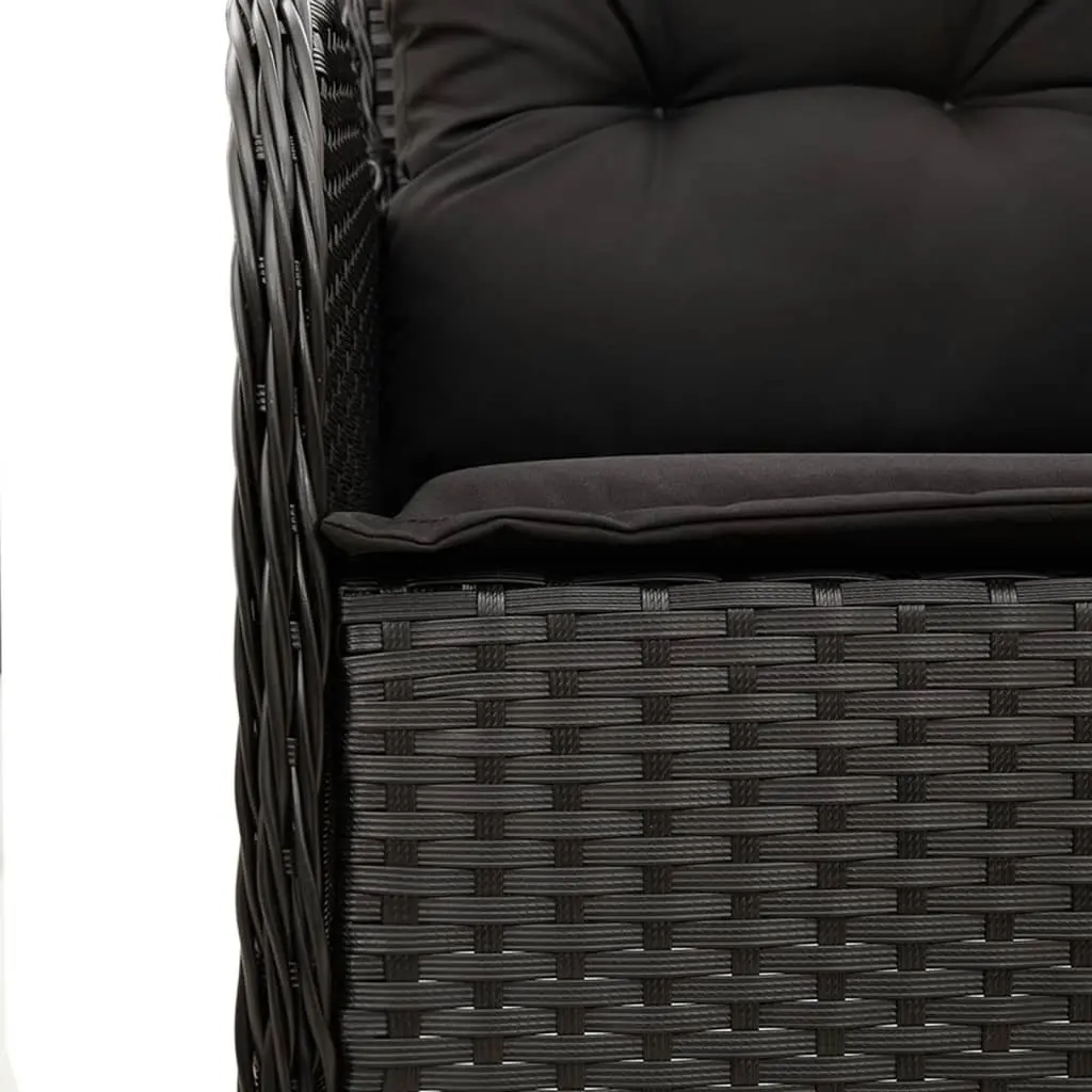 Outdoor Dining Set 9 Piece Black Poly Rattan Chairs Table Cushions