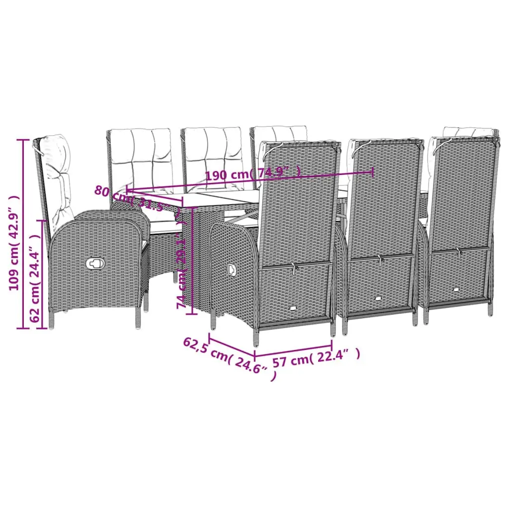9-Piece Garden Dining Set for Outdoor Use