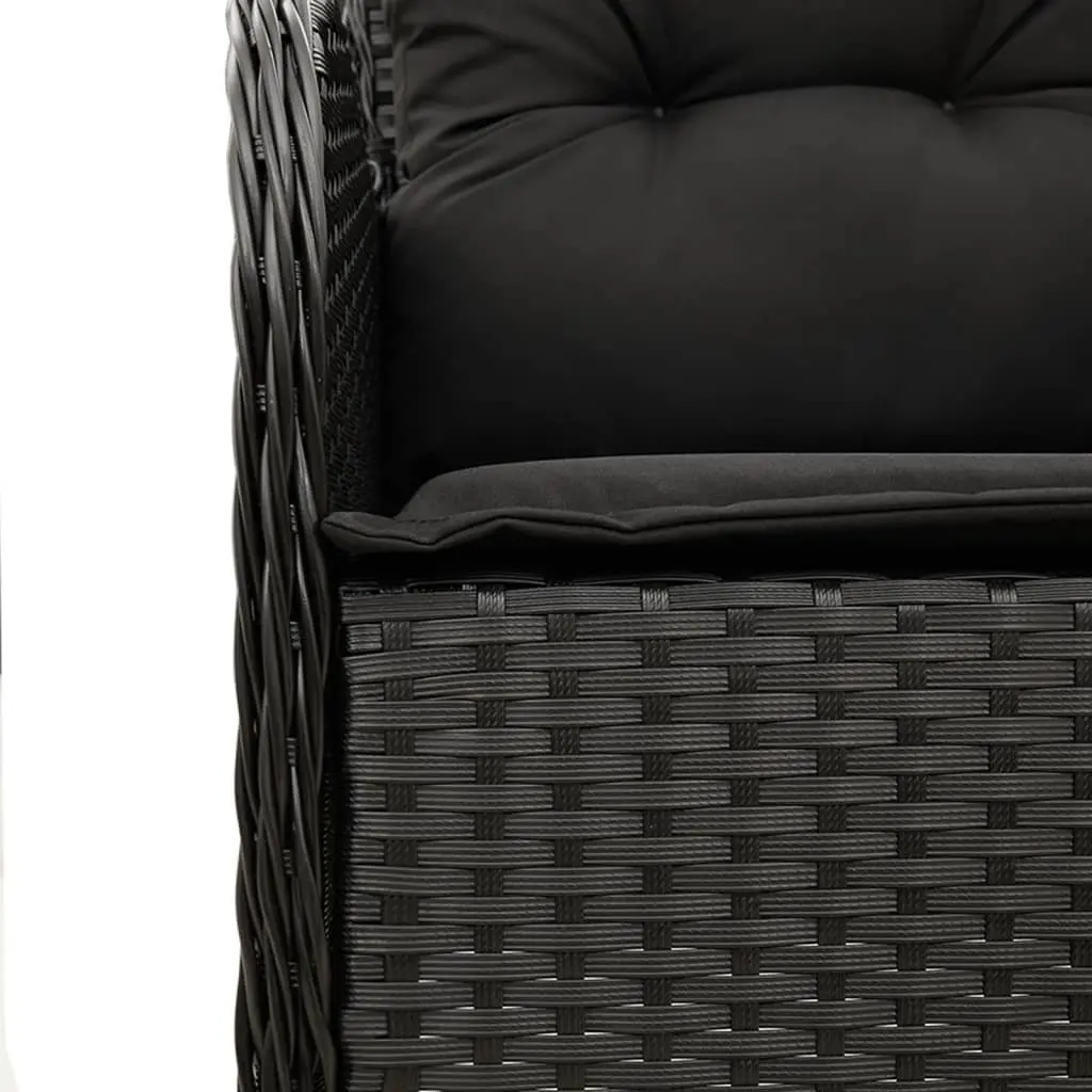 Outdoor Garden Dining Set 9 Piece Black Poly Rattan Chairs Table Cushions