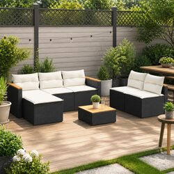 Comfortable 5 Piece Black Rattan Garden Sofa Set