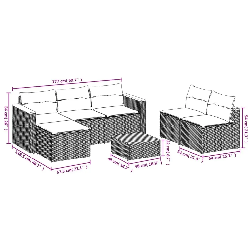 Outdoor Sofa Set Black Modular 5 Piece Patio Furniture with Cushions
