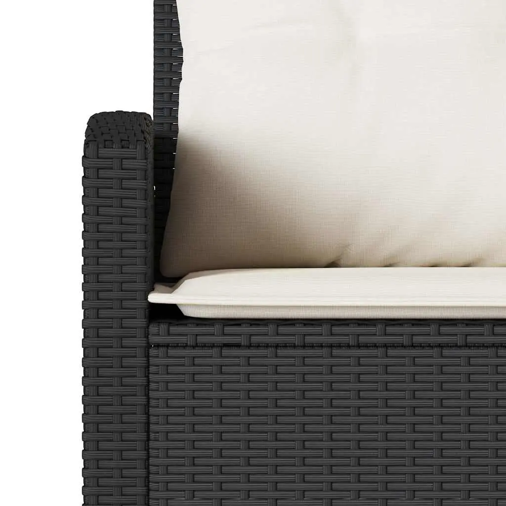 L-Shaped Garden Sofa Set Outdoor Furniture 6 Piece Black